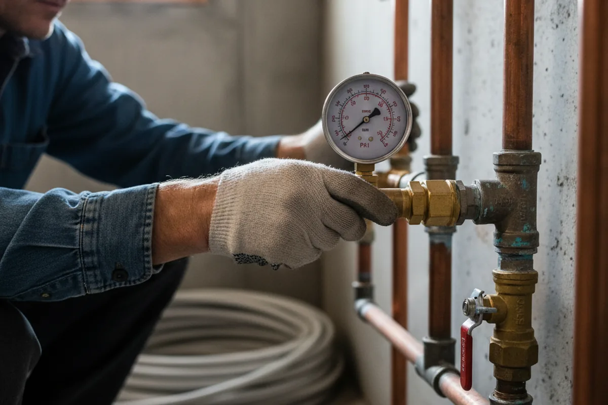 Pressure testing a repaired line during Water Line Repair in Largo